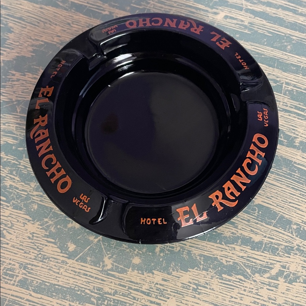 Vtg. Hotel El Rancho Las Vegas Black Amethyst Glass Ashtray 1948-1992